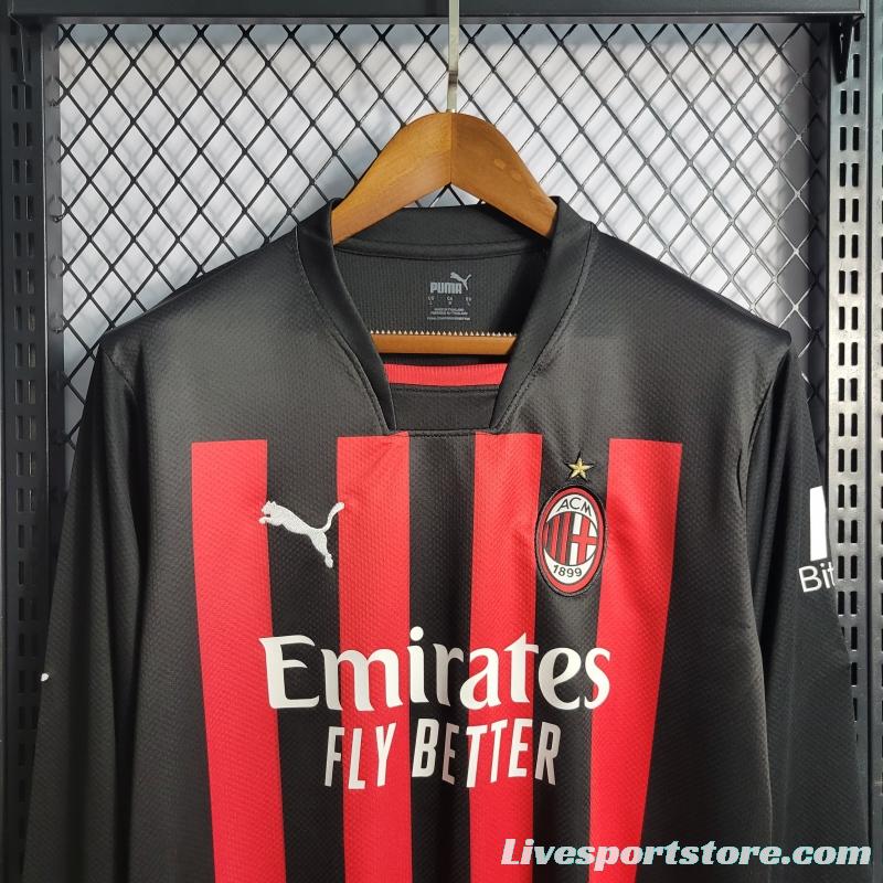 22/23 Long Sleeve AC Milan Home Soccer Jersey