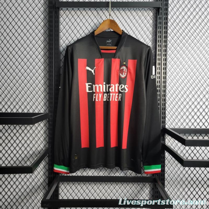 22/23 Long Sleeve AC Milan Home Soccer Jersey