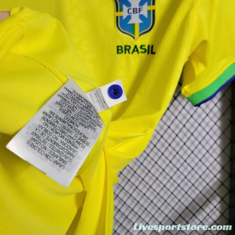 2022 Brazil Home National Team World Cup Soccer Jersey With Special Dragon Namesets