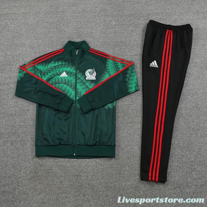 2022 Mexico Dark Green Full Zipper Tracksuit