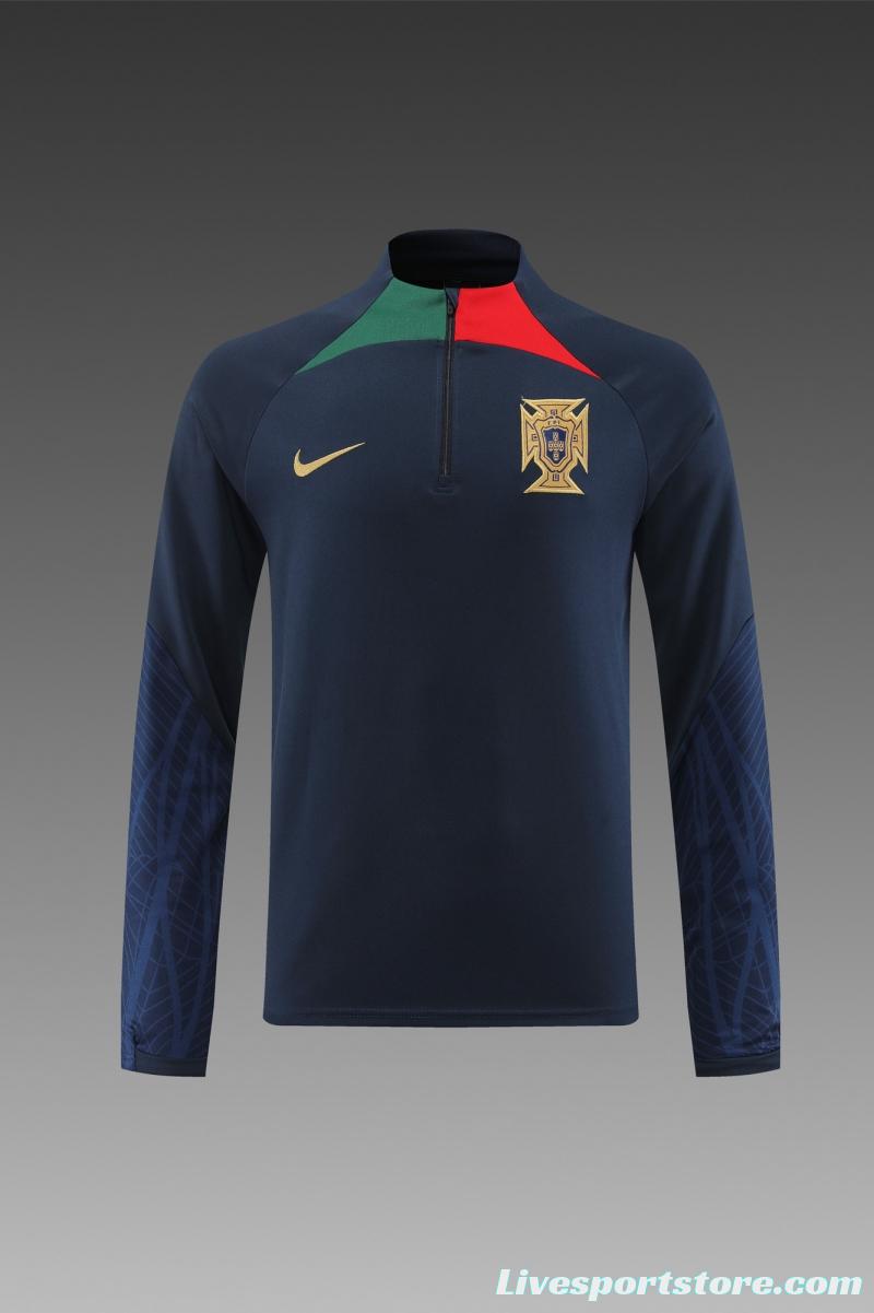 2022 Portugal Navy Half Zipper Tracksuit