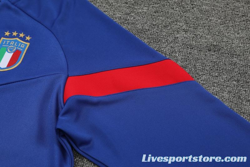 2022 Italy Blue Half Zipper Tracksuit