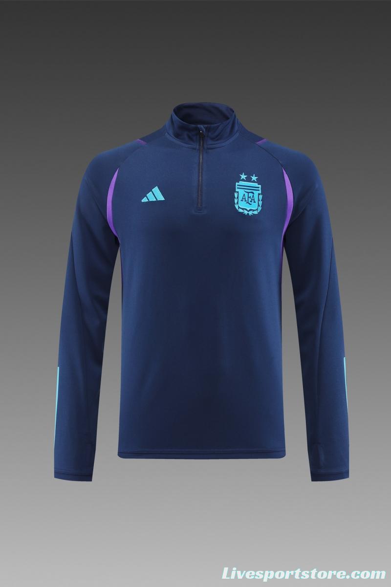 2022 Argentina Navy Half Zipper Tracksuit