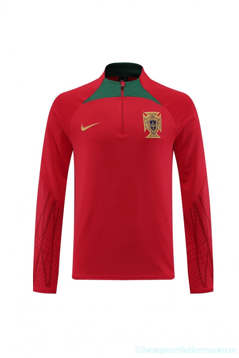 2022 Portugal Red Half Zipper Tracksuit