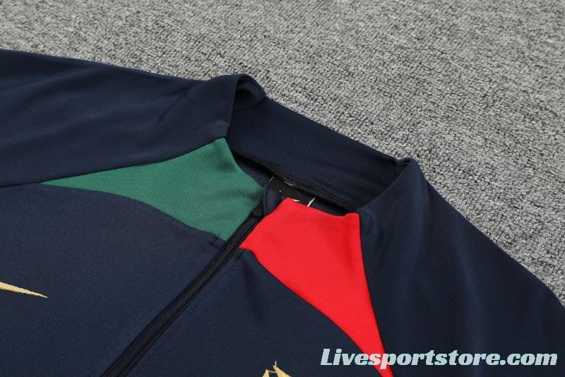 2022 Portugal Navy Half Zipper Tracksuit