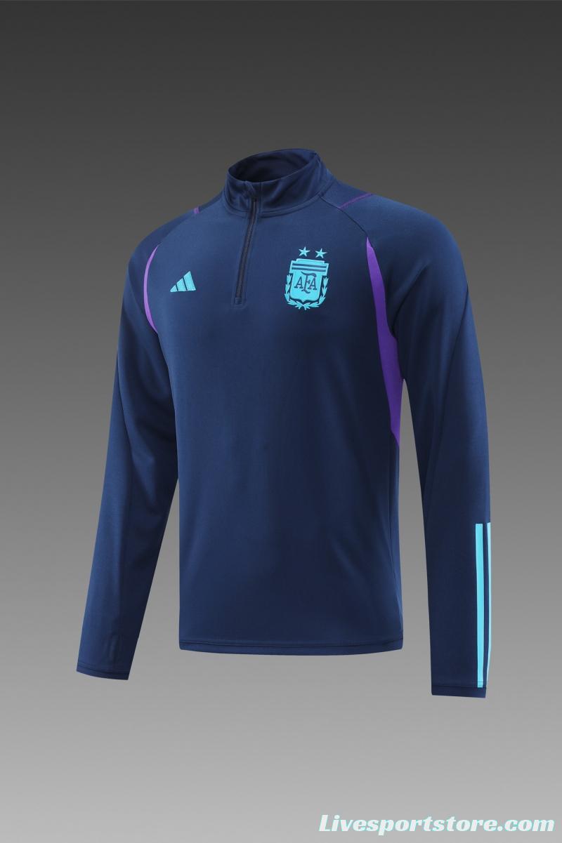 2022 Argentina Navy Half Zipper Tracksuit