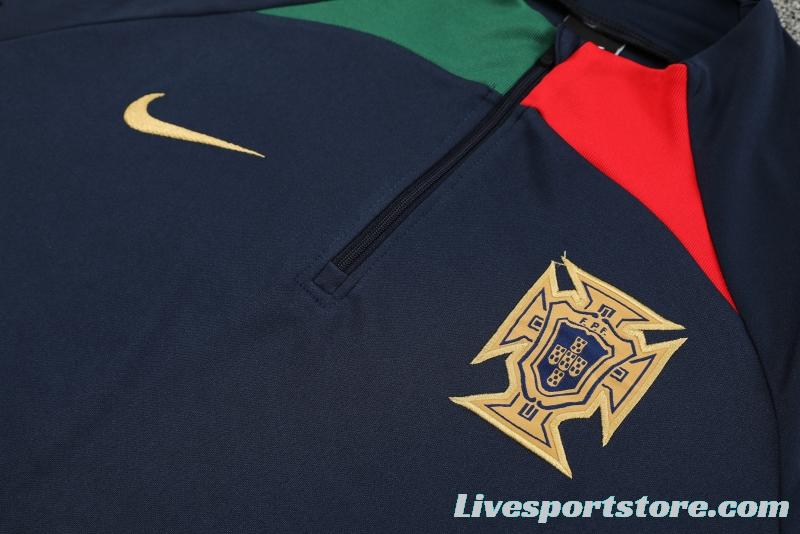 2022 Portugal Navy Half Zipper Tracksuit