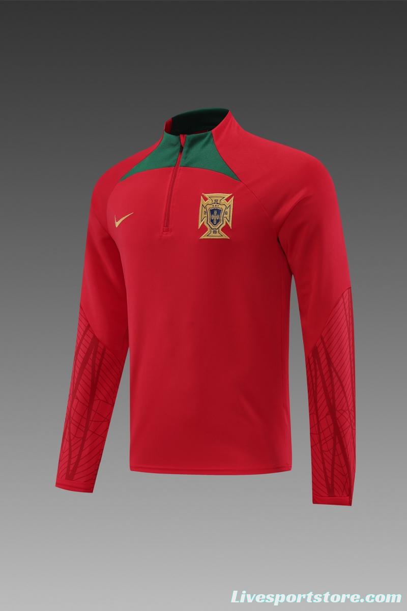 2022 Portugal Red Half Zipper Tracksuit