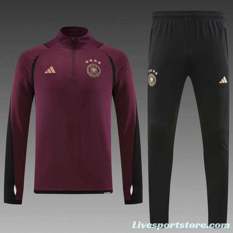 2022 Germany Wine Half Zipper Tracksuit