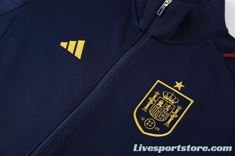 2022 Spain Navy Full Zipper Tracksuit