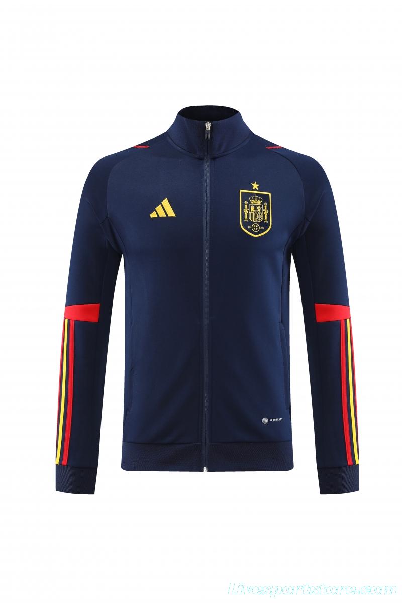 2022 Spain Navy Full Zipper Tracksuit