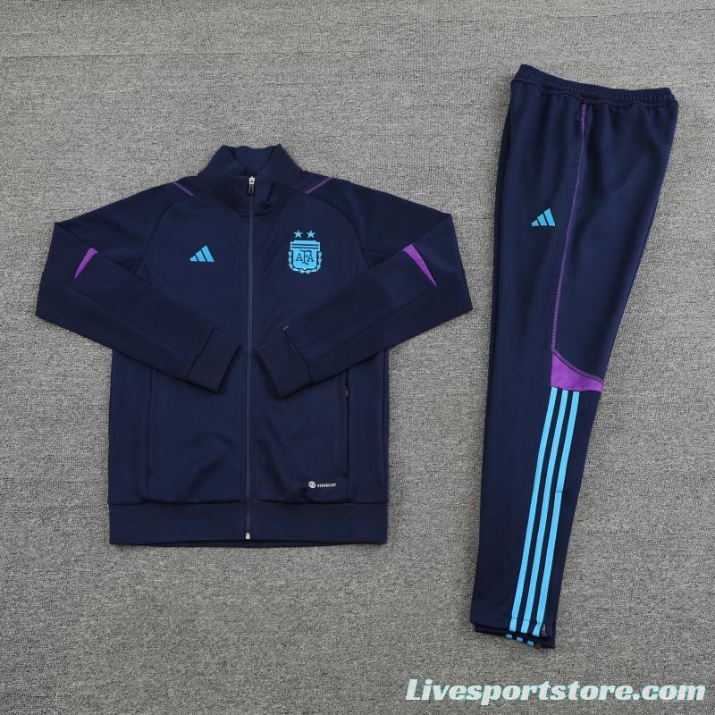 2022 Argentina Navy Full Zipper Tracksuit