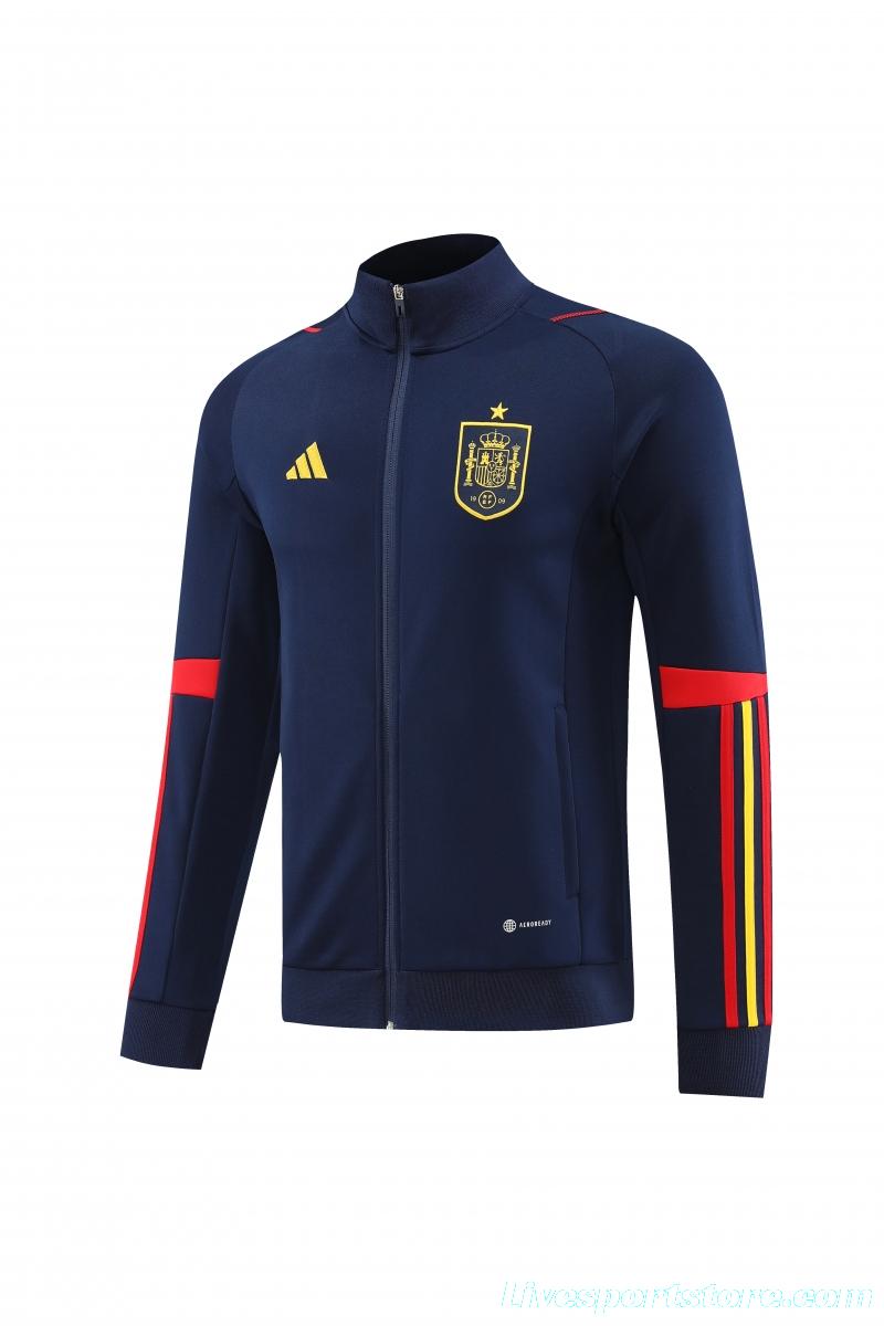 2022 Spain Navy Full Zipper Tracksuit