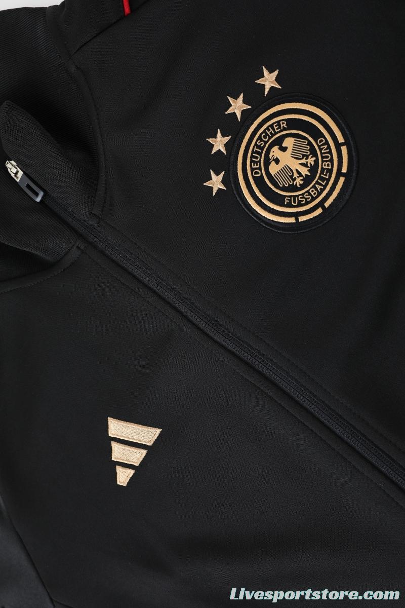 2022 Germany Black Full Zipper Tracksuit