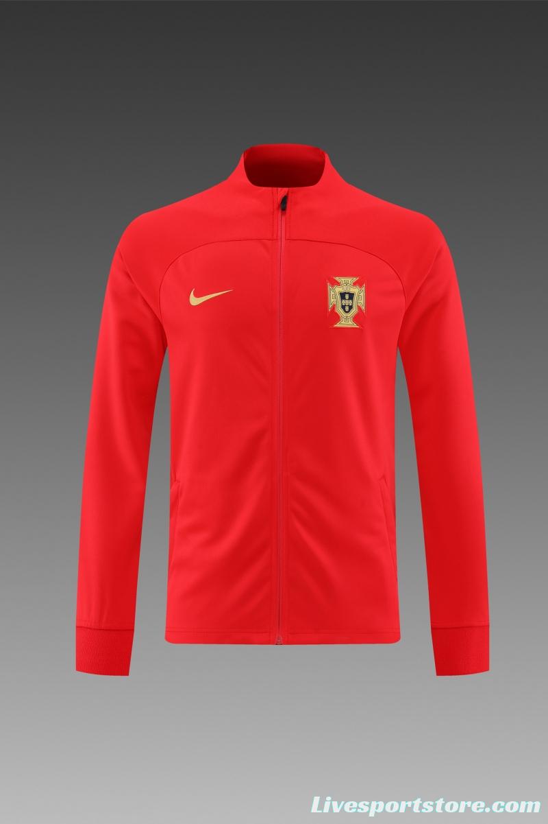 2022 Portugal Red Full Zipper Tracksuit