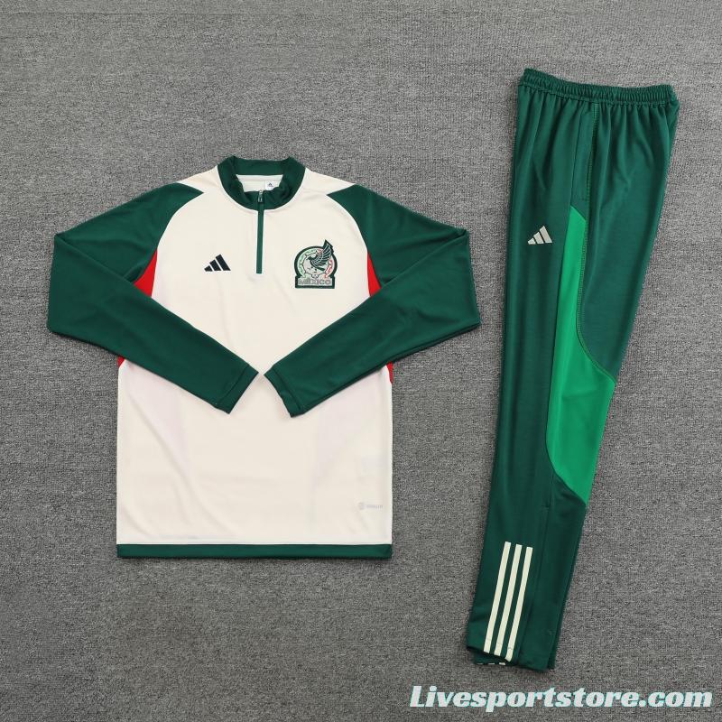 2022 Mexico White/Green Full Zipper Tracksuit