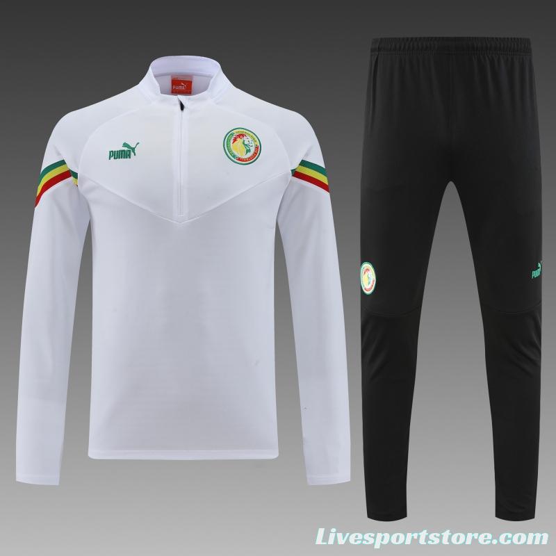 2022 Senegal White Half Zipper Tracksuit