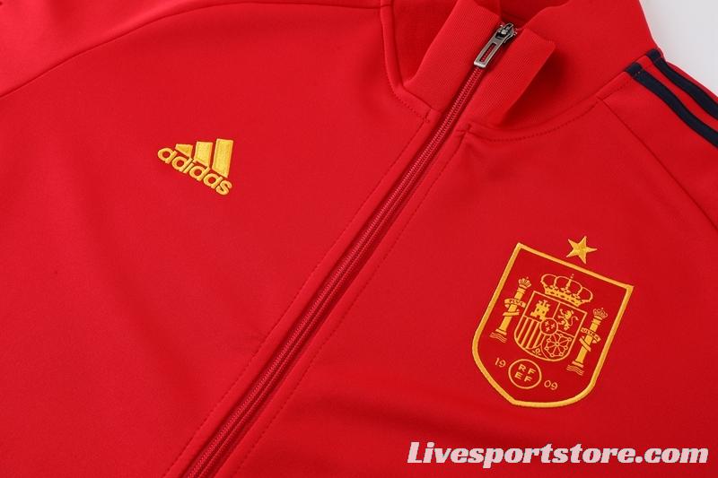 2022 Spain Red Full Zipper Tracksuit