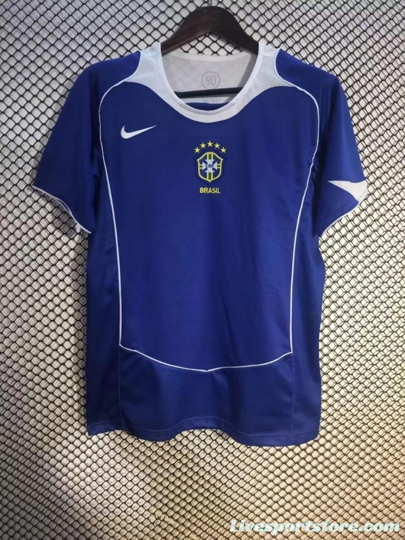 Retro 2004 Brazil Away Blue Jersey