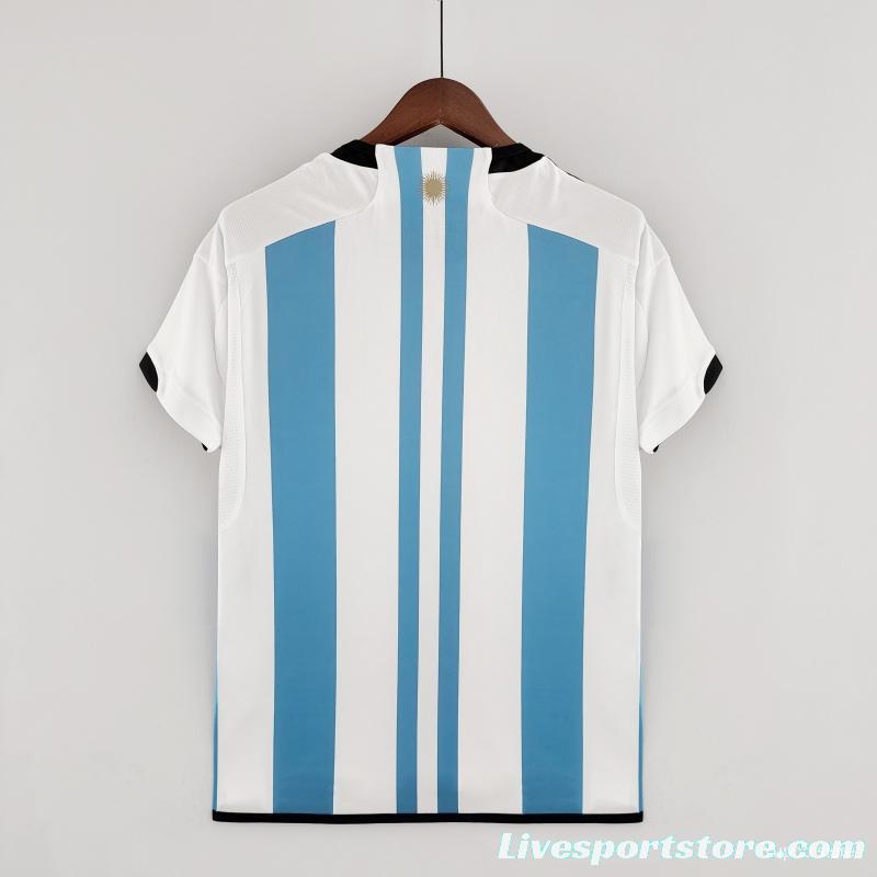 3 Stars 2022 Argentina Home Jersey With World Cup Champion Patches