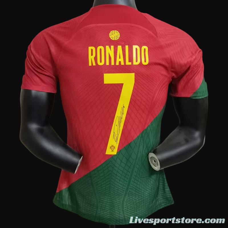 Player Version 2022 Portugal Home With Ronaldo Signed Jersey