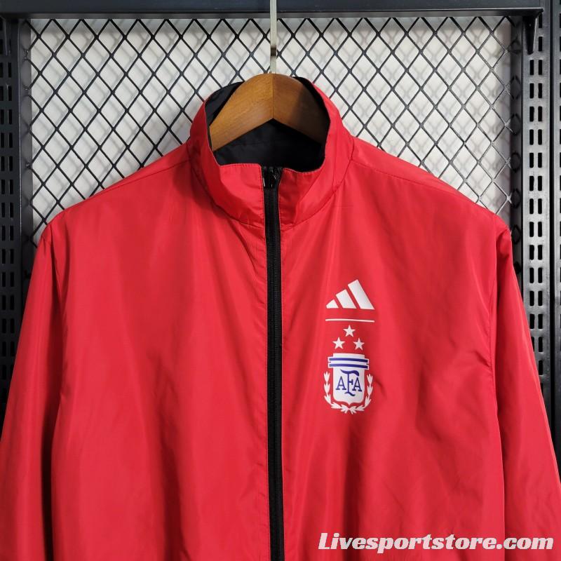 2023 Reversible 3-star Argentina Red/Black Windbreaker