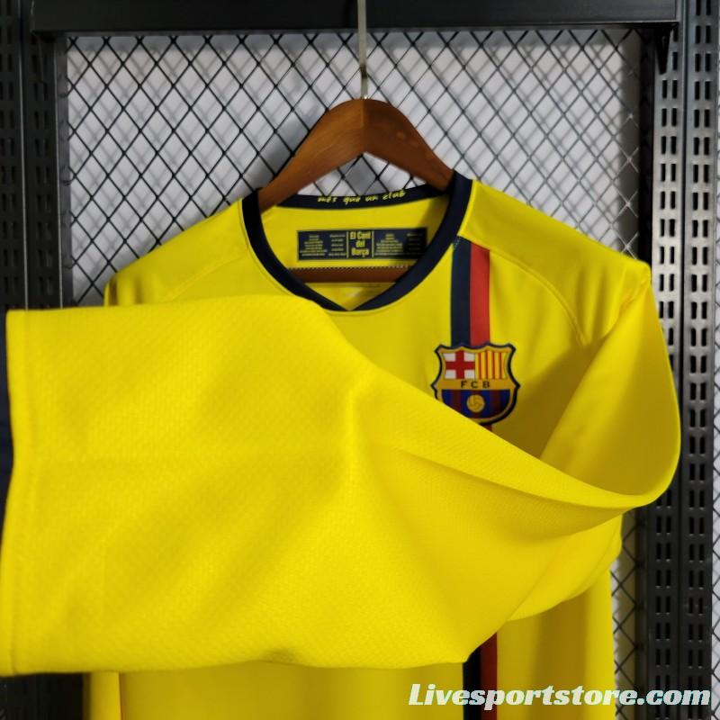 Long Sleeve Retro 08/09 Barcelona Away Yellow Jersey