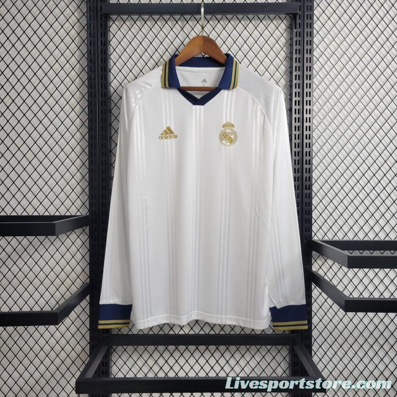 Retro Long Sleeve 2019-20 Real Madrid Training White Jersey