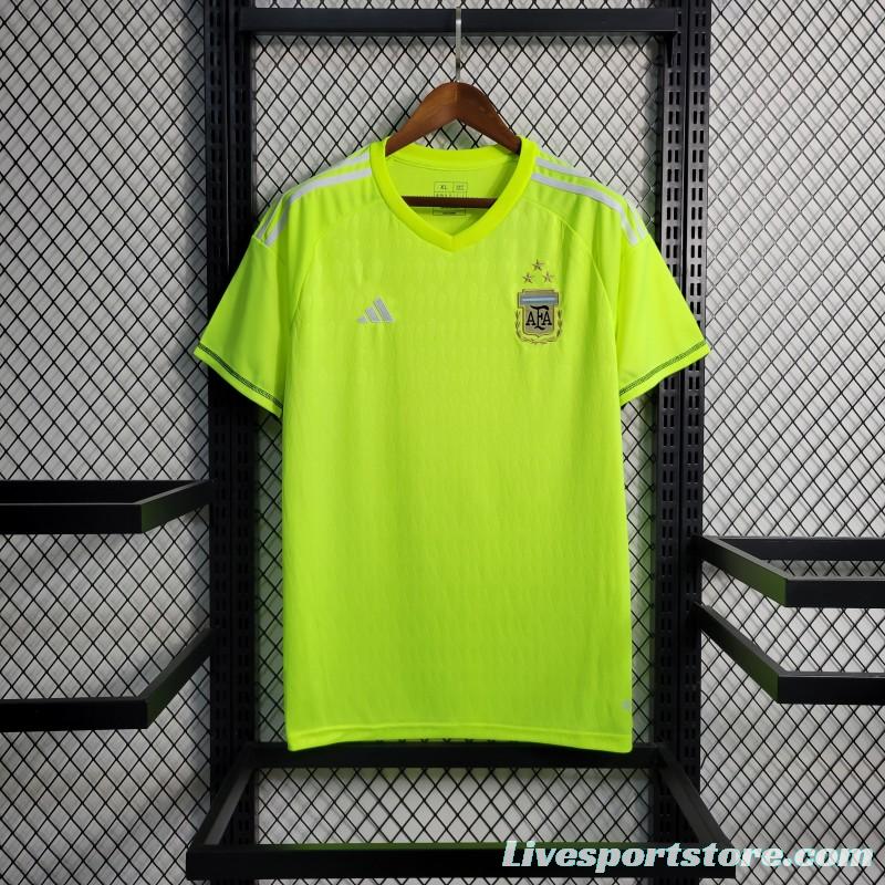 3 Star 2023 Argentina Grass Green Goalkeeper Jersey