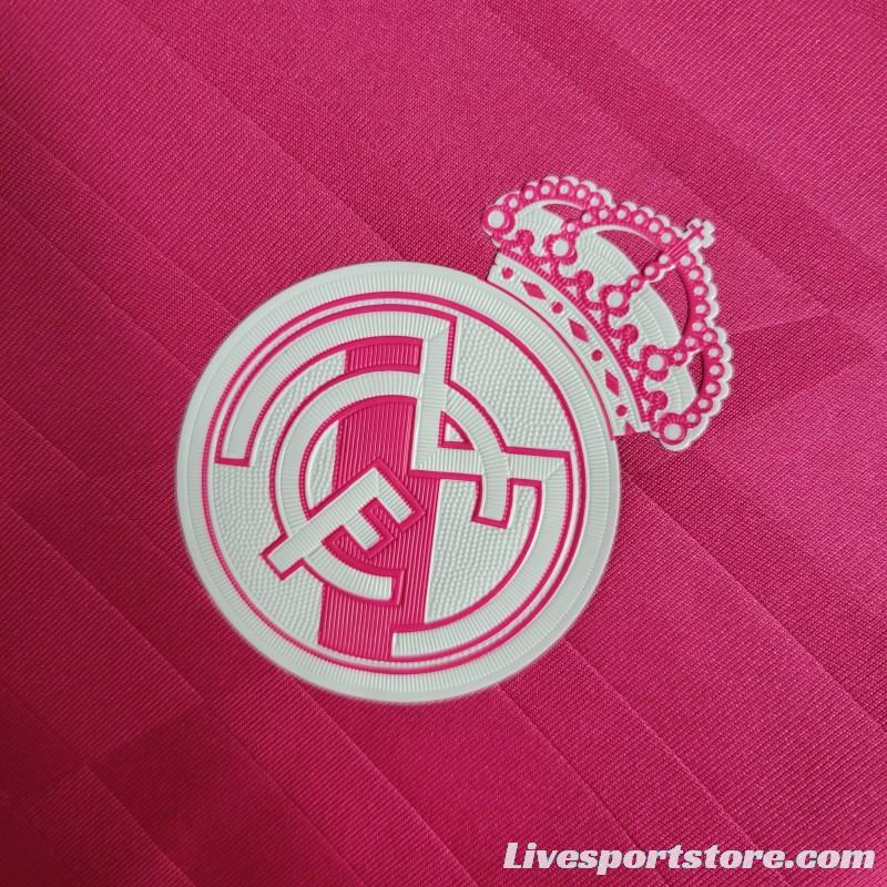 Retro 14-15 Long Sleeve Real Madrid Away Pink Jersey