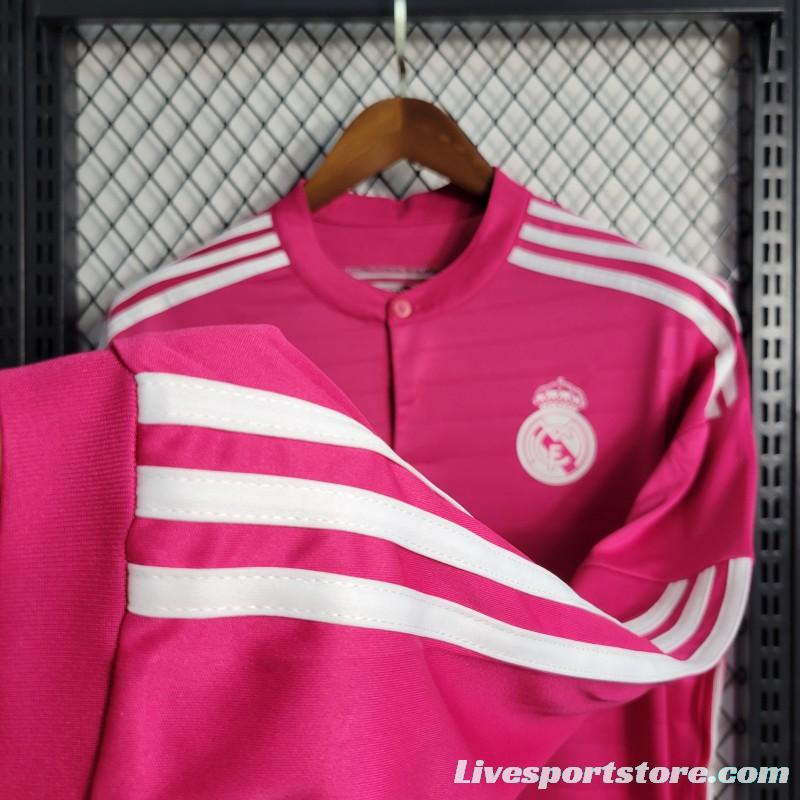 Retro 14-15 Long Sleeve Real Madrid Away Pink Jersey