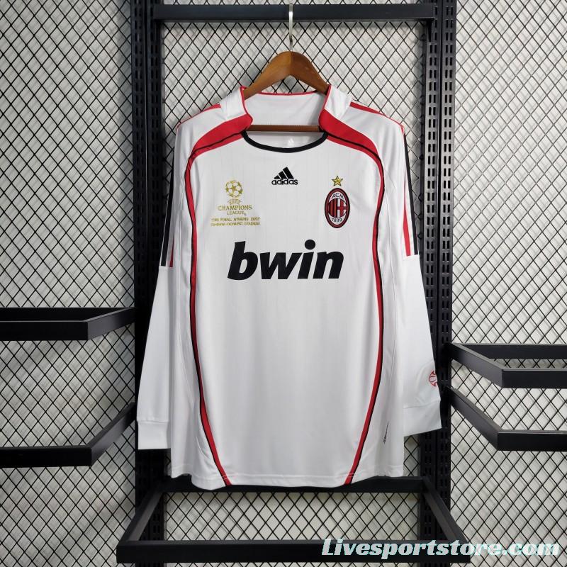 Retro Long Sleeve 2006-07 AC Milan Away White Jersey