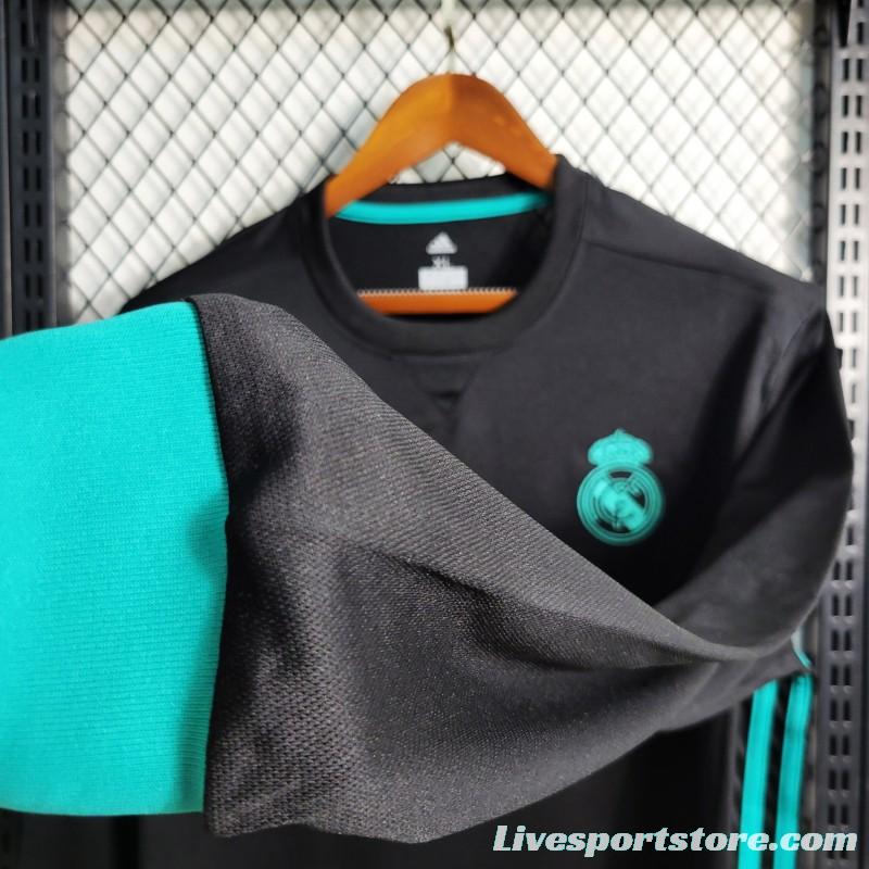 Retro Long Sleeve 17-18 Real Madrid Away Black Jersey