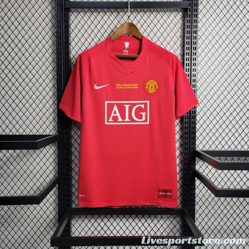 Retro 07-08 Manchester United Champions League Version Home Jersey