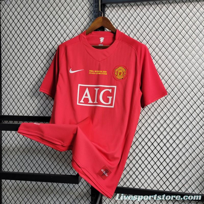 Retro 07-08 Manchester United Champions League Version Home Jersey