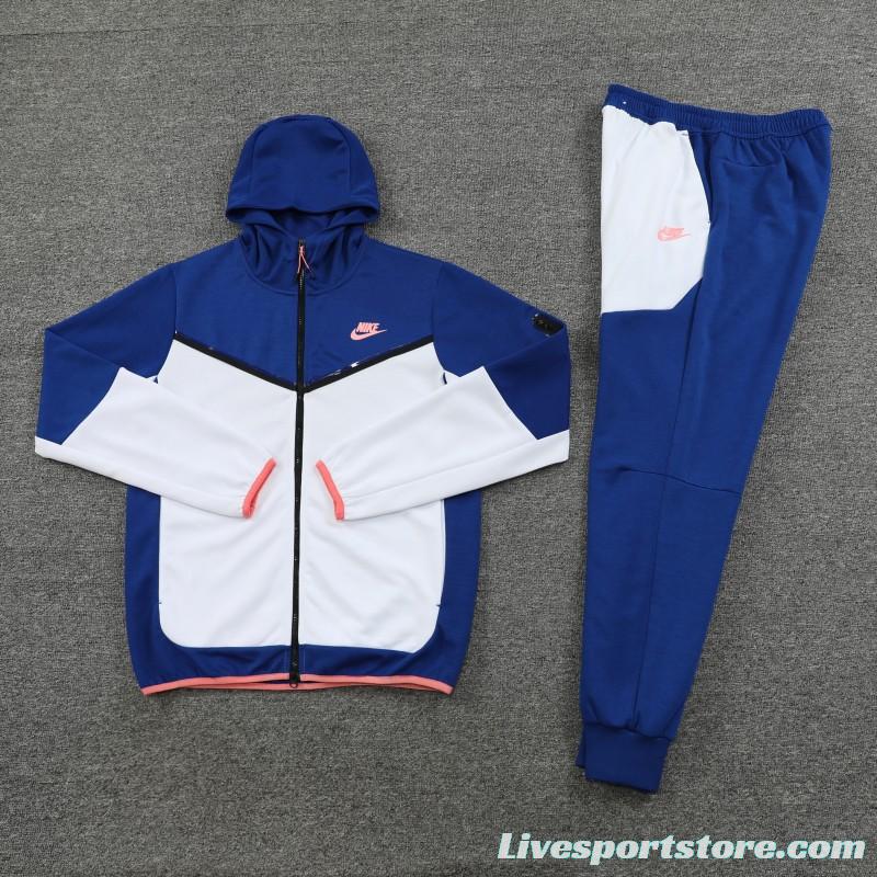 2023 Nike White Blue Full Zipper Hoodie Jacket +Pants