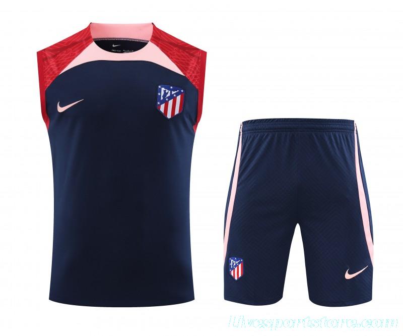 23-24 Atletico Madrid Black Red Vest Jersey+Shorts