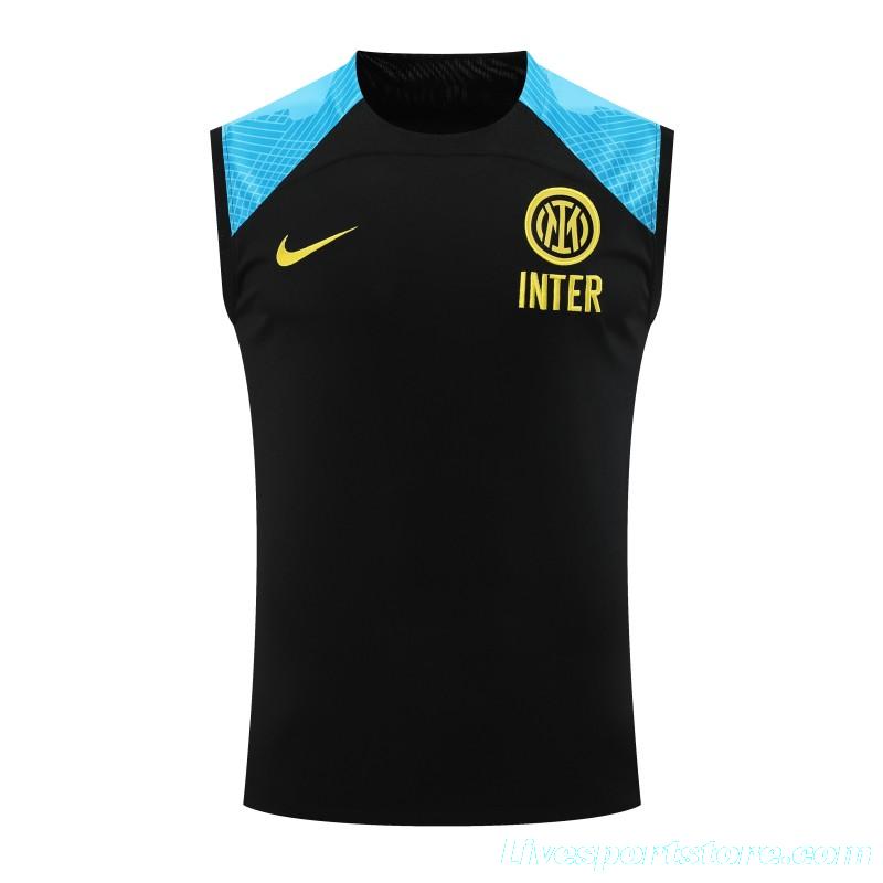 23-24 Inter Milan Black/Blue Vest Jersey+Shorts