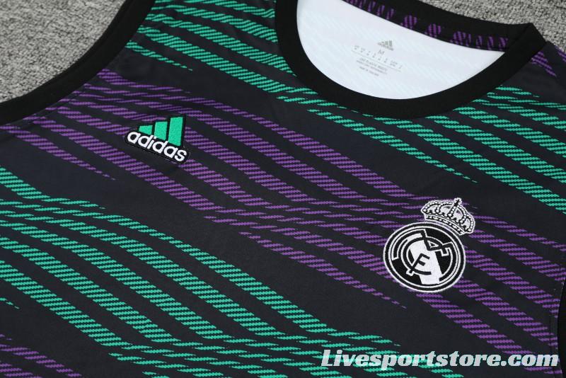 23-24 Real Madrid Stripe Pattern Vest Jersey+Shorts