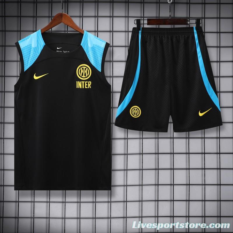 23-24 Inter Milan Black/Blue Vest Jersey+Shorts