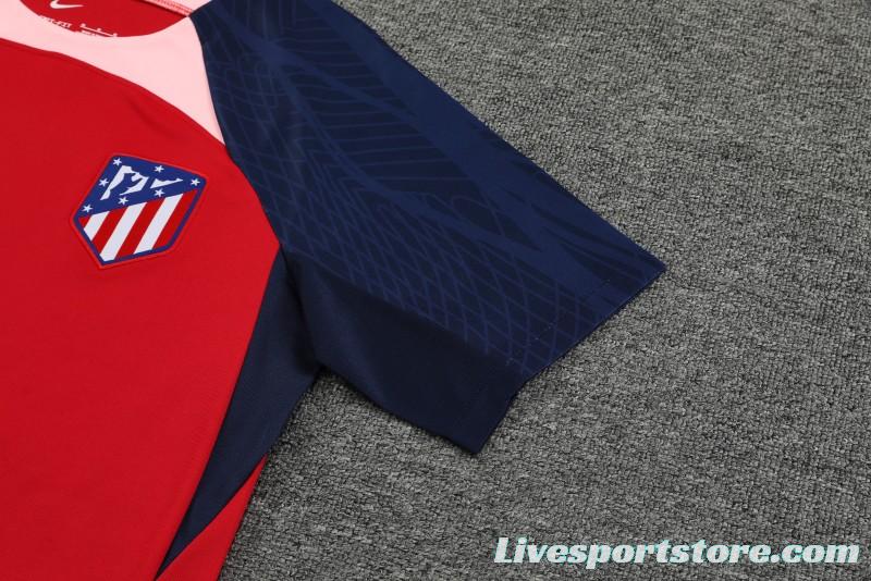 23-24 Atletico Madrid Red Navy Short Sleeve+Shorts