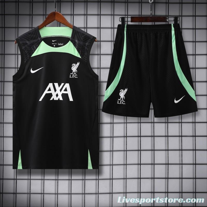 23-24 Liverpool Black Vest Jersey+Shorts