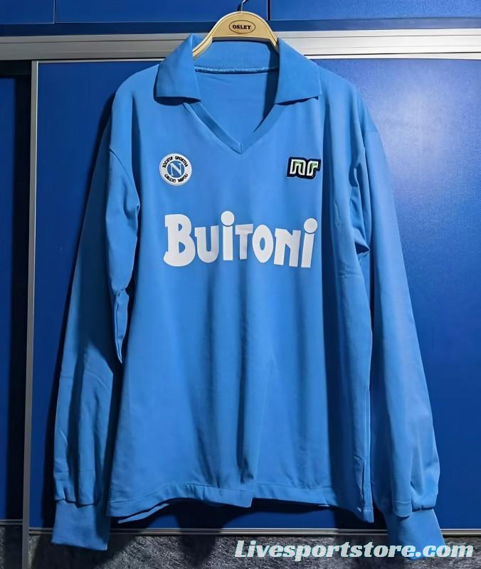 Retro Napoli 87/88 Home Long Sleeve Soccer Jersey