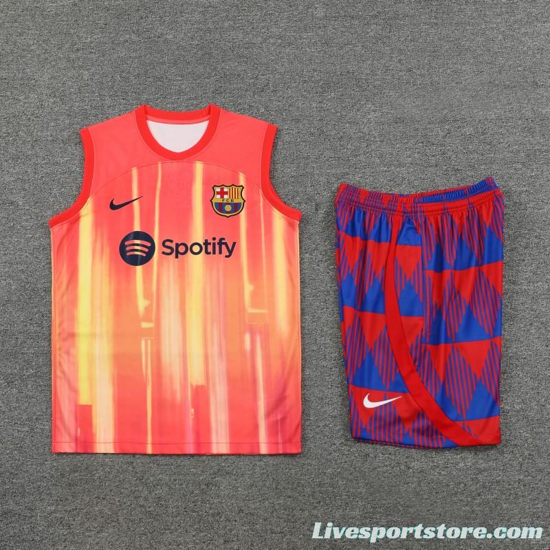 23-24  Barcelona Orange Vest Jersey+Shorts