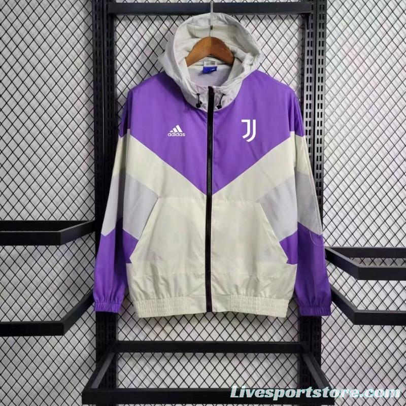 23-24 Juventus White Purple Windbreaker