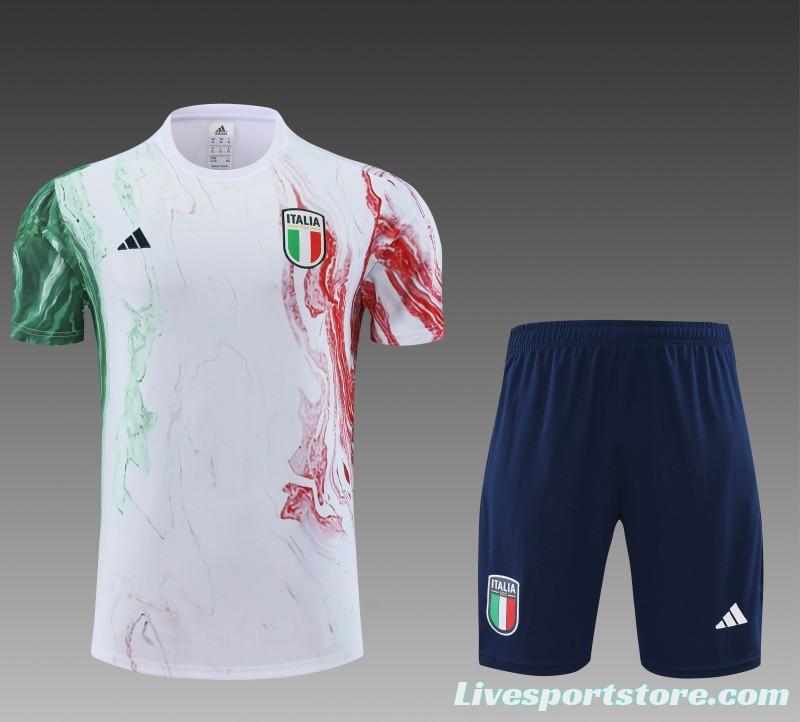 2023 Italy FIGC White Short Sleeve+Shorts