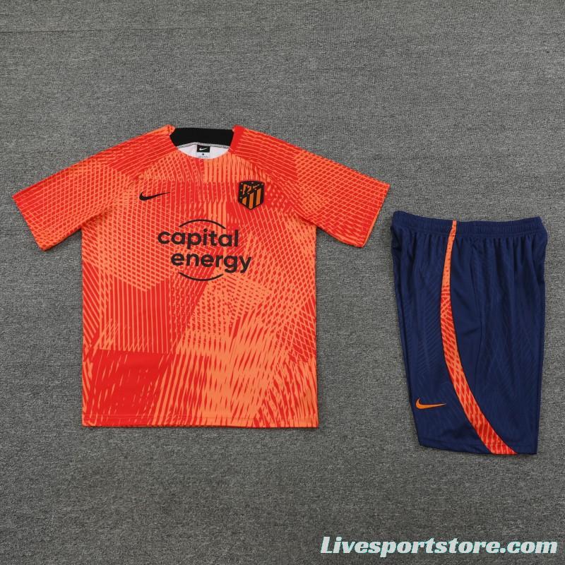 23 24 Atletico Madrid Orange Short Sleeve+Shorts