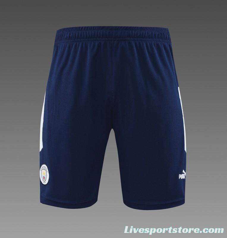 23 24 Manchester City Black Blue Short Sleeve+Shorts