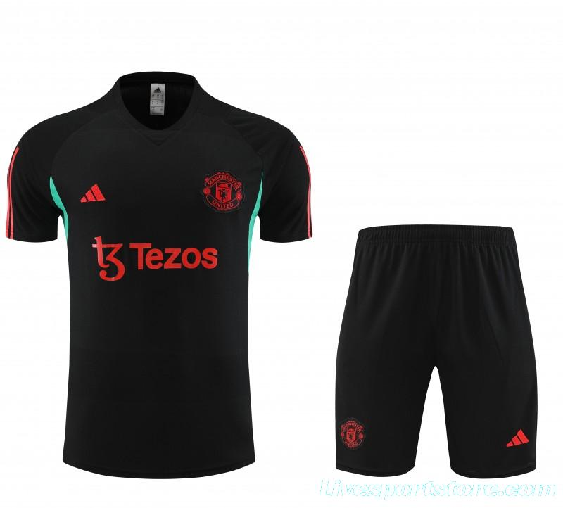 23 24 Manchester United Black White Short Sleeve+Shorts