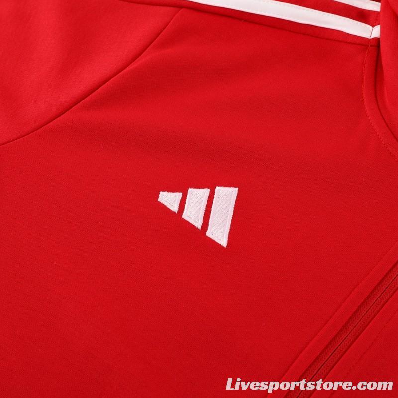 2023 Adidas Red Hoodie Full Zipper Jacket +Pants